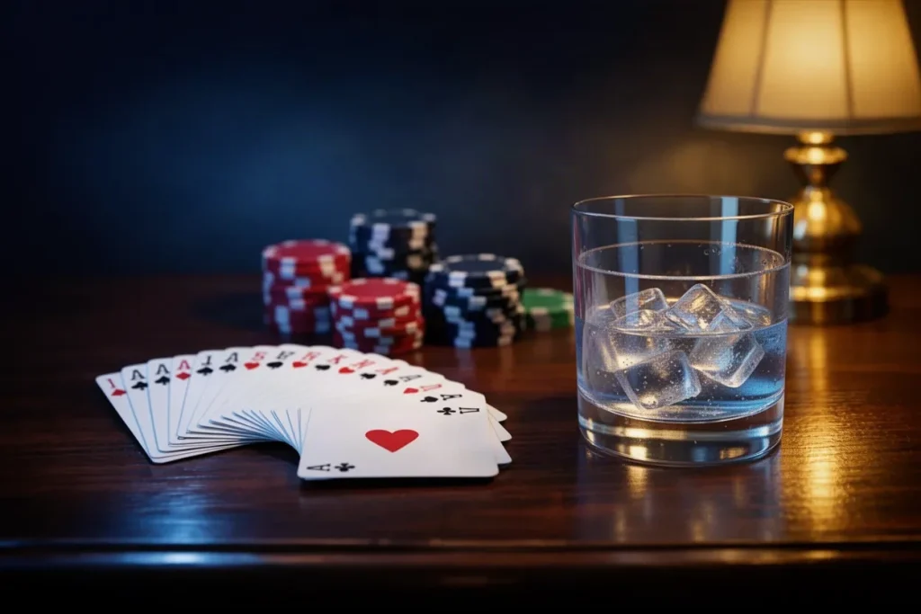 Ảnh minh hoạ ly nước và bài cho mục kinh nghiệm game bài BJ88